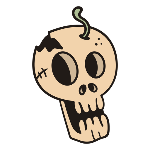Scared skull hand drawn PNG Design