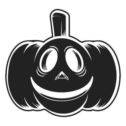 Smiley carved pumpkin icon black PNG Design