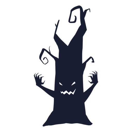 Spooky tree character silhouette PNG Design