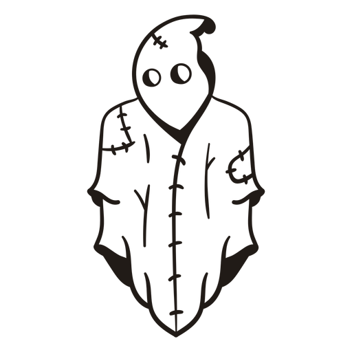 Stitched ghost hand drawn silhouette PNG Design
