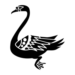 Swan swimming stylish black PNG Design