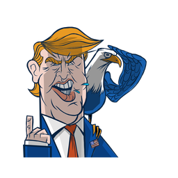 Trump con águila al hombro