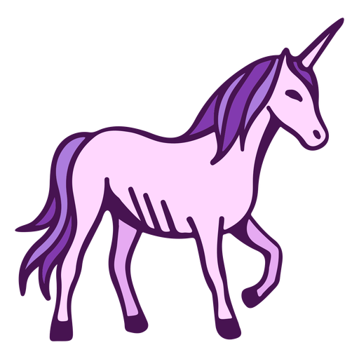 Dibujos animados de vista lateral de unicornio Diseño PNG