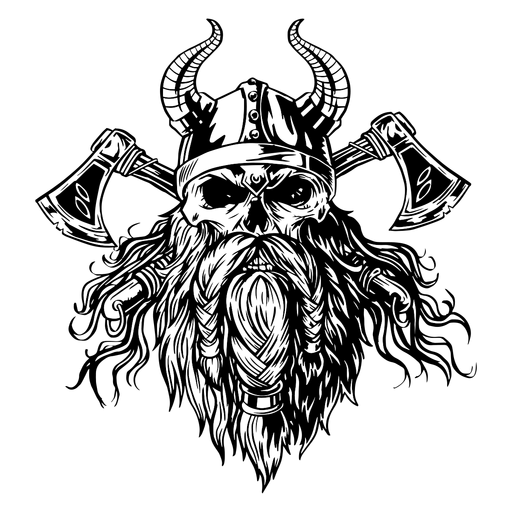 Viking Skull With Axes PNG & SVG Design For T-Shirts