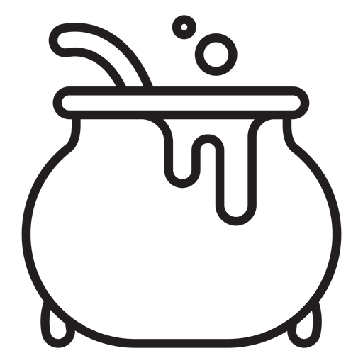 Witch cauldron line icon PNG Design