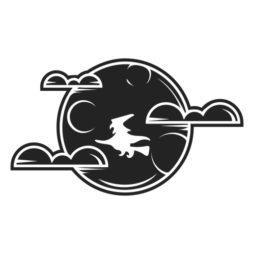 Bruja en luna llena icono negro Diseño PNG