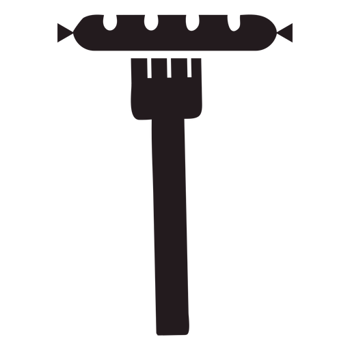 Wurst on fork black PNG Design