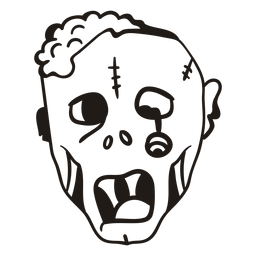 Silhueta desenhada à mão de cabeça de zumbi Transparent PNG