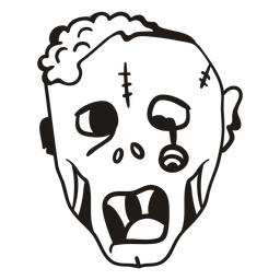 Zombiekopf Hand gezeichnete Silhouette PNG-Design