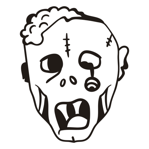 Cabeza de zombie silueta dibujada a mano Diseño PNG