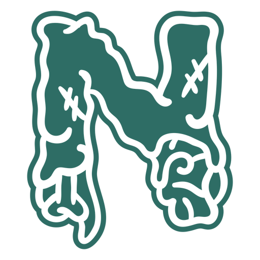Zombie n letter sticker PNG Design