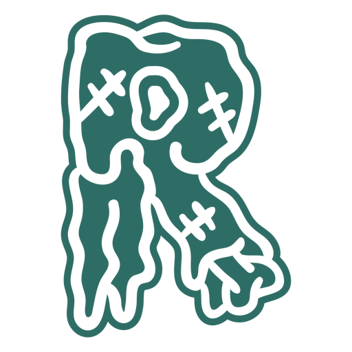 Zombie r letter sticker PNG Design