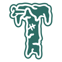Zombie t letter sticker PNG Design