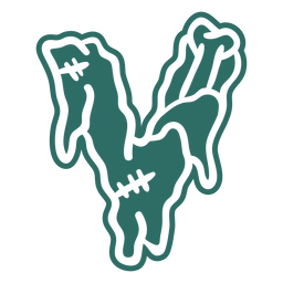 Zombie v letter sticker PNG Design
