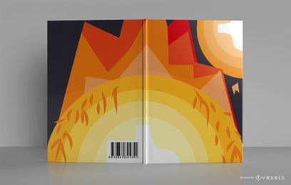 Diseño de portada de libro de cuaderno de bocetos de fogata al aire libre