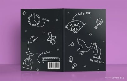 Diseño de portada de libro Doodle de bebé