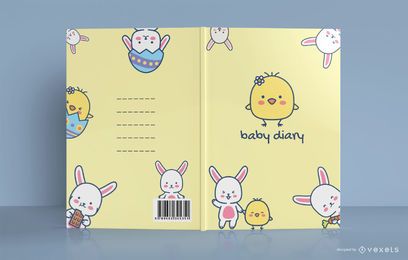 Niedliches Hühnerbaby-Tagebuch-Buchcover-Design