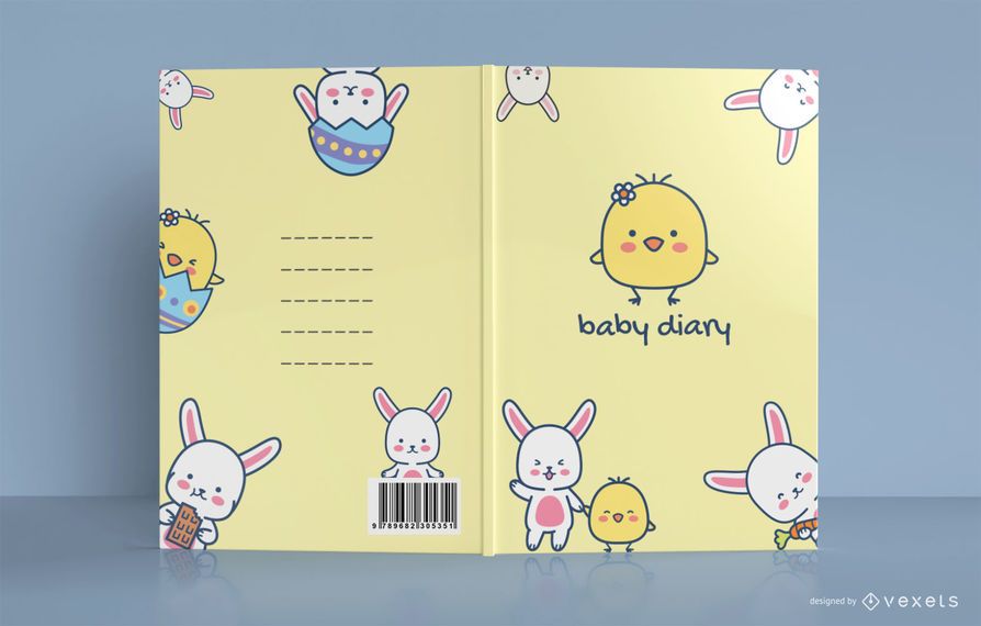 Lindo diseño de portada de libro de diario de bebé de pollo Lindo diseño de portada de libro de diario de bebé de pollo