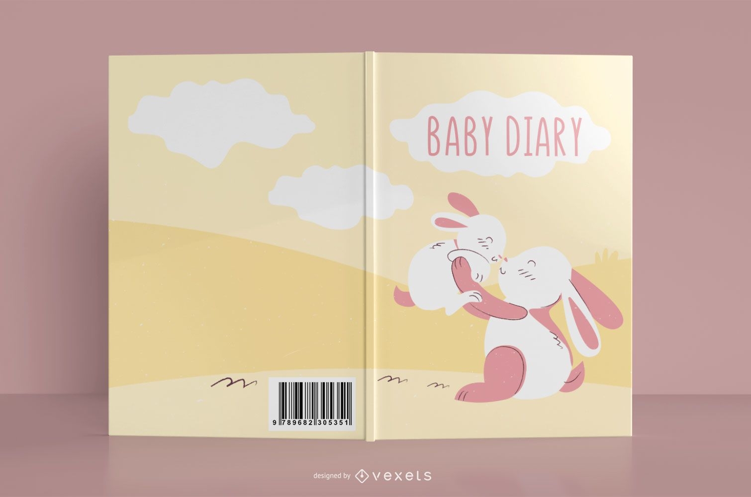 Diseño de portada de diario de Bunny Mom Baby