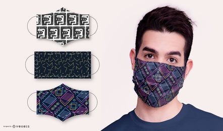 Pacote de design de máscara facial de padrão abstrato