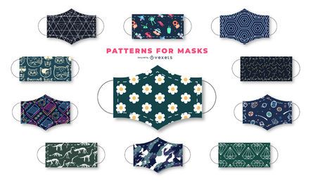 Dunkle Muster-Gesichtsmasken-Design-Sammlung