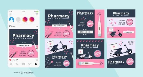 Paquete de publicaciones sociales de Pharmacy Business Square