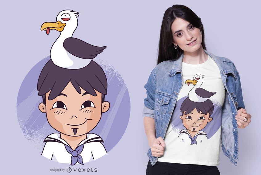 Sailor and Seagull T-shirt Design Sailor and Seagull T-shirt Design