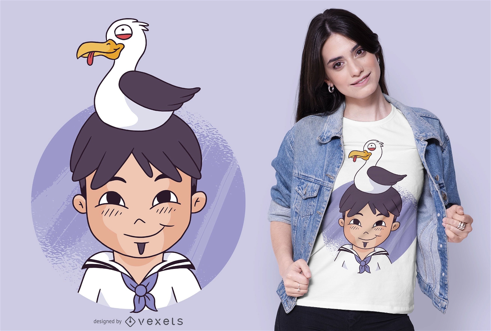 Sailor and Seagull T-shirt Design
