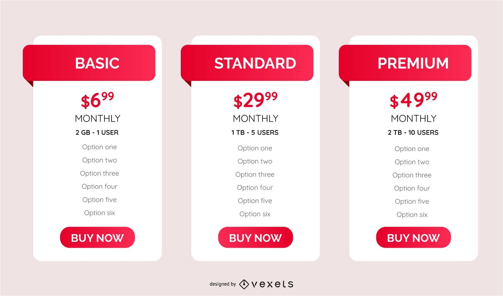 pricing plans table template