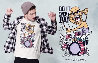 Drummer Cartoon Quote T-shirt Design
