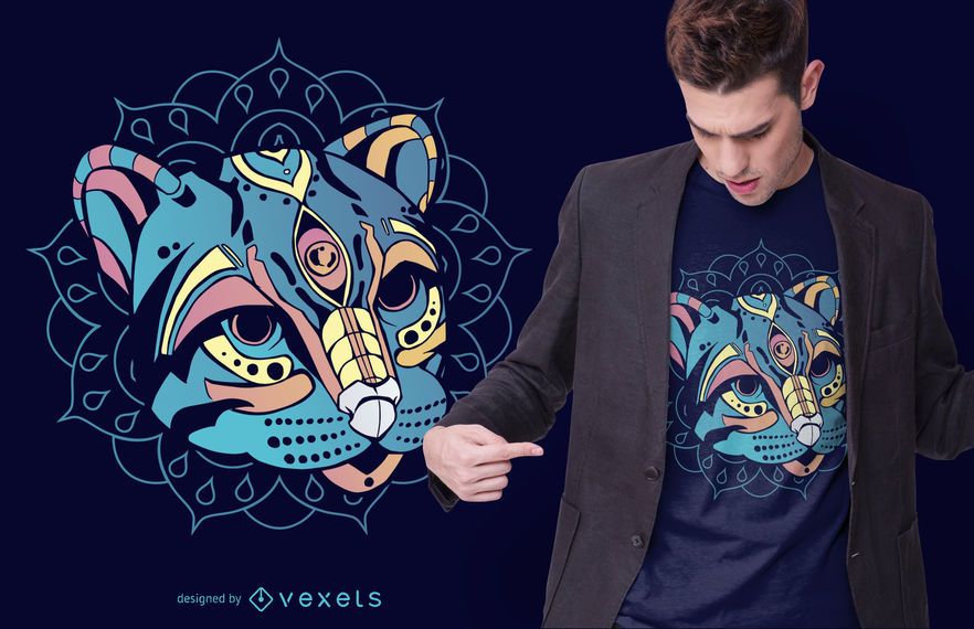 Diseño de camiseta de huichol ocelote Diseño de camiseta de huichol ocelote