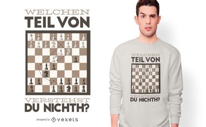 Diseño de camiseta de cita alemana de ajedrez divertido