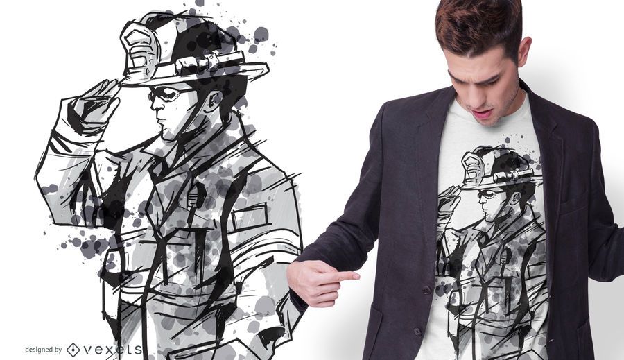 Diseño de camiseta acuarela bombero Diseño de camiseta acuarela bombero