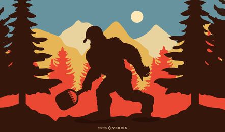 Pickaball Sasquatch Silhouette Illustration Pickaball Sasquatch Silhouette Illustration