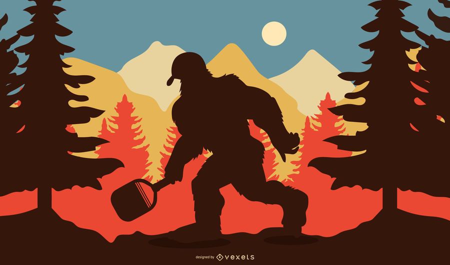 Pickaball Sasquatch Silhouette Illustration Pickaball Sasquatch Silhouette Illustration