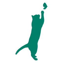 Gato jugando silueta de mariposa Diseño PNG