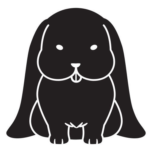 Süßes braunes Kaninchen schwarz PNG-Design
