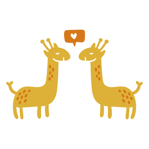 Lindas jirafas enamoradas planas Diseño PNG