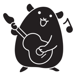 Hamster fofo tocando violão preto Desenho PNG