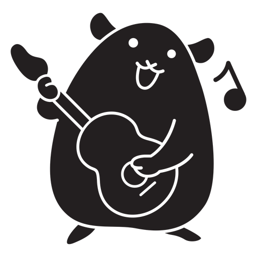 Hamster fofo tocando violão preto Desenho PNG
