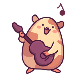 Lindo hámster tocando la guitarra ilustración Diseño PNG
