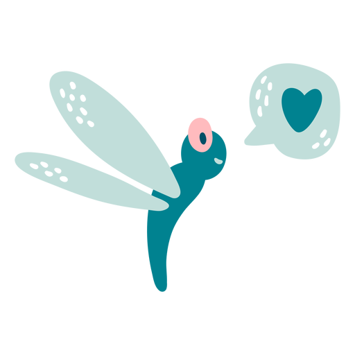 Cute happy dragon fly flat PNG Design