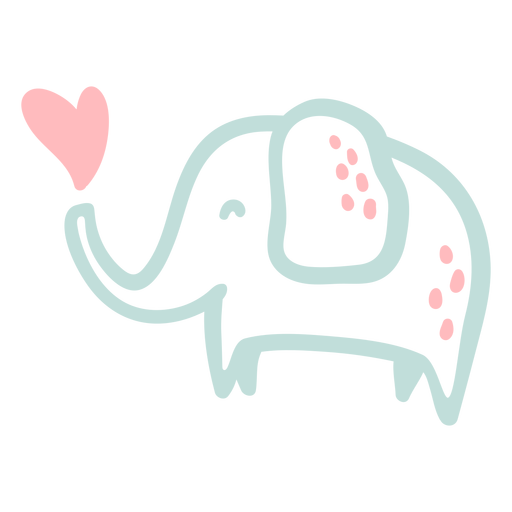 Cute happy elephant flat PNG Design