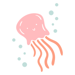 Lindo plano feliz medusa Diseño PNG