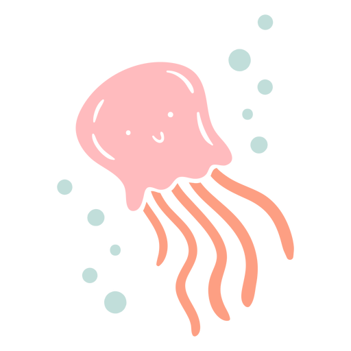 Cute happy jellyfish flat PNG Design