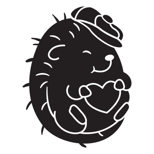 Netter Igel mit Hut schwarz PNG-Design