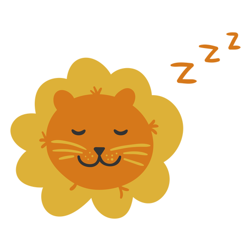 Cute lion sleeping flat PNG Design