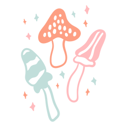 Cute mushrooms flat PNG Design