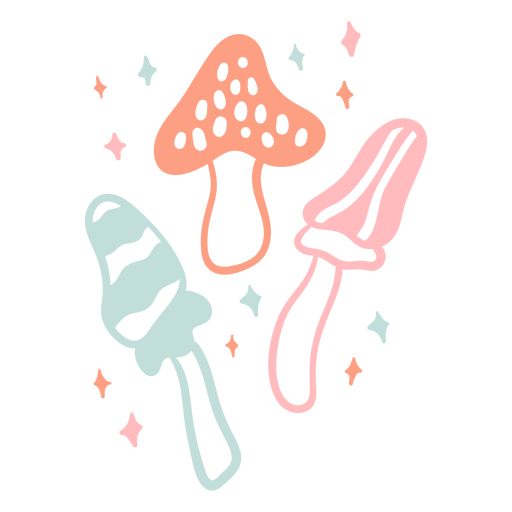 Cogumelos fofos achatados