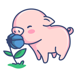 Porco fofo com ilustração de flores Desenho PNG